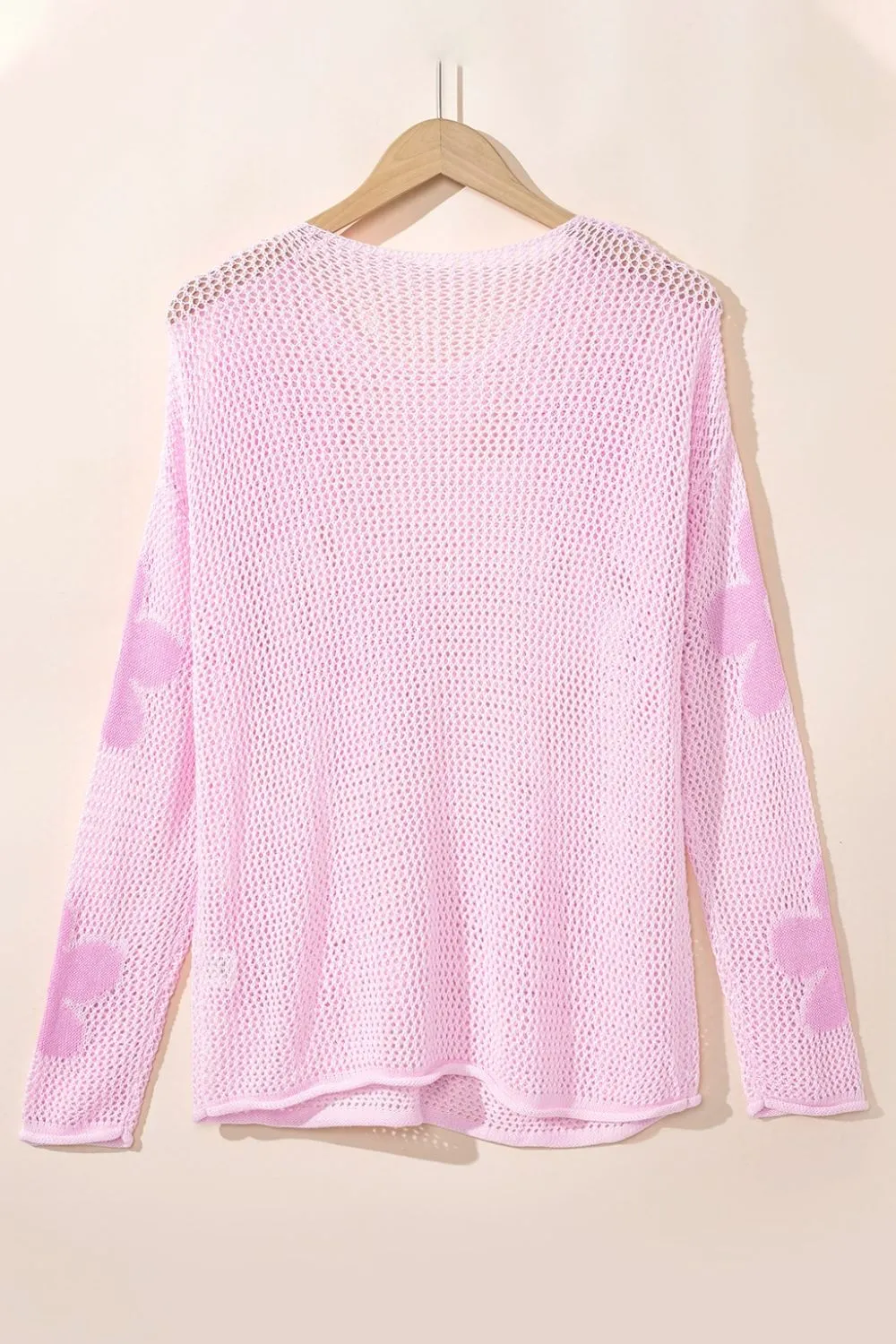 Openwork Round Neck Floral Knit Cover Up, image 4