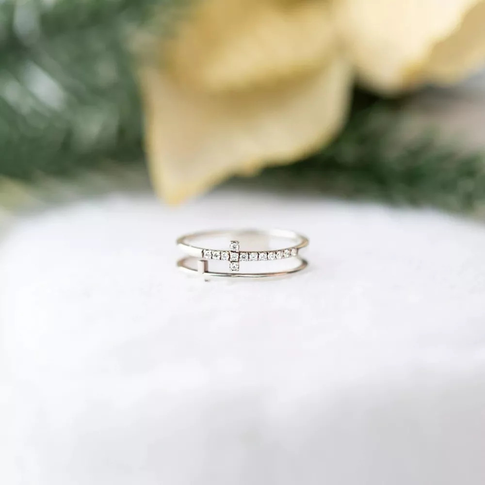 Double Band Cross Ring, image 2