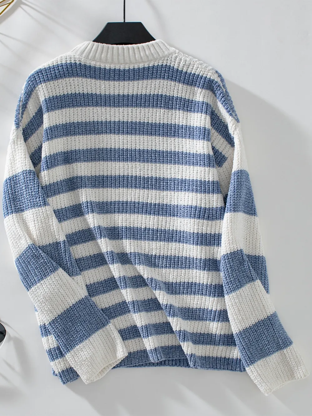 Striped Round Neck Long Sleeve Sweater, image 10