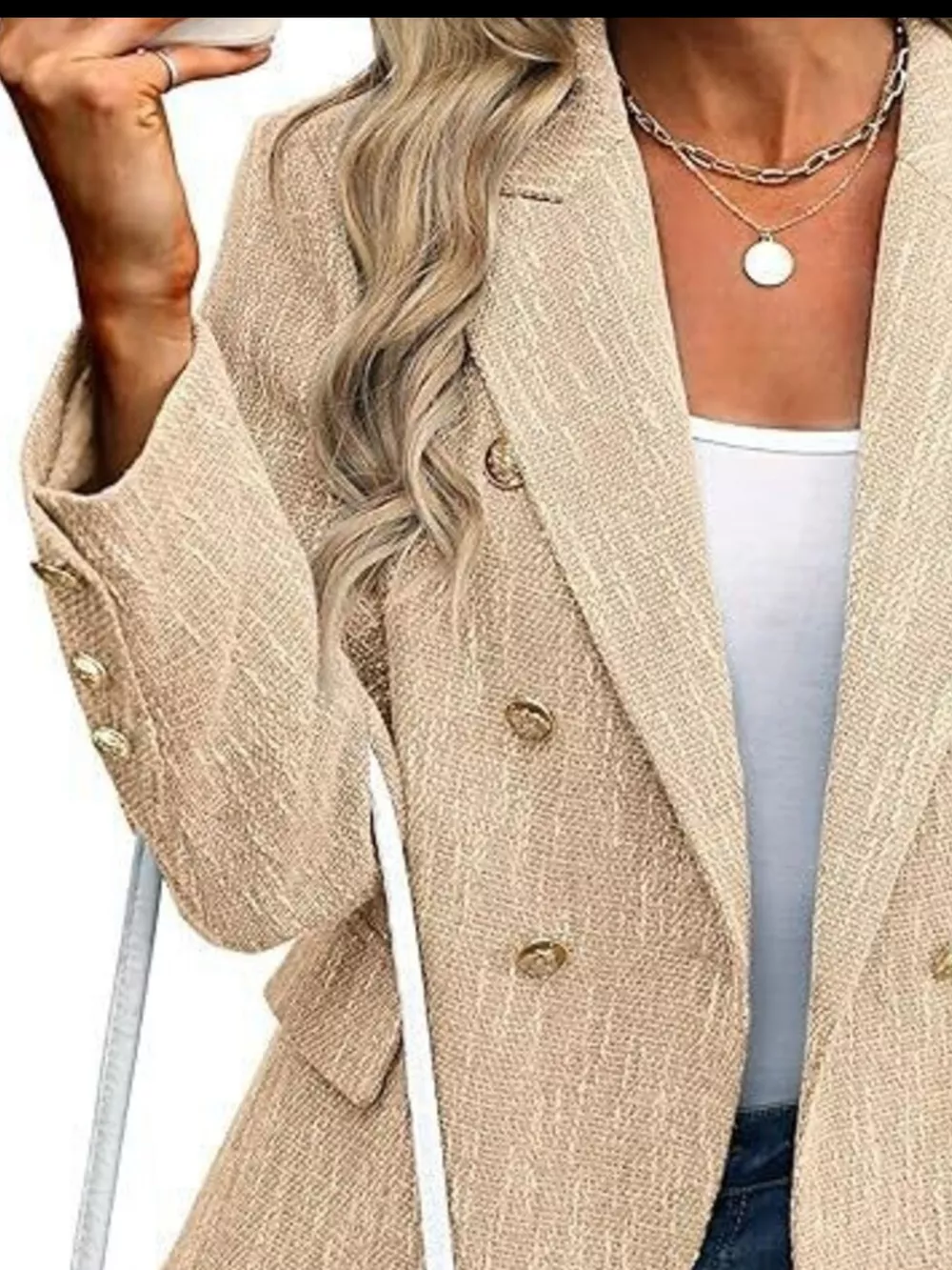 Double-Breasted Lapel Collar Blazer, image 6