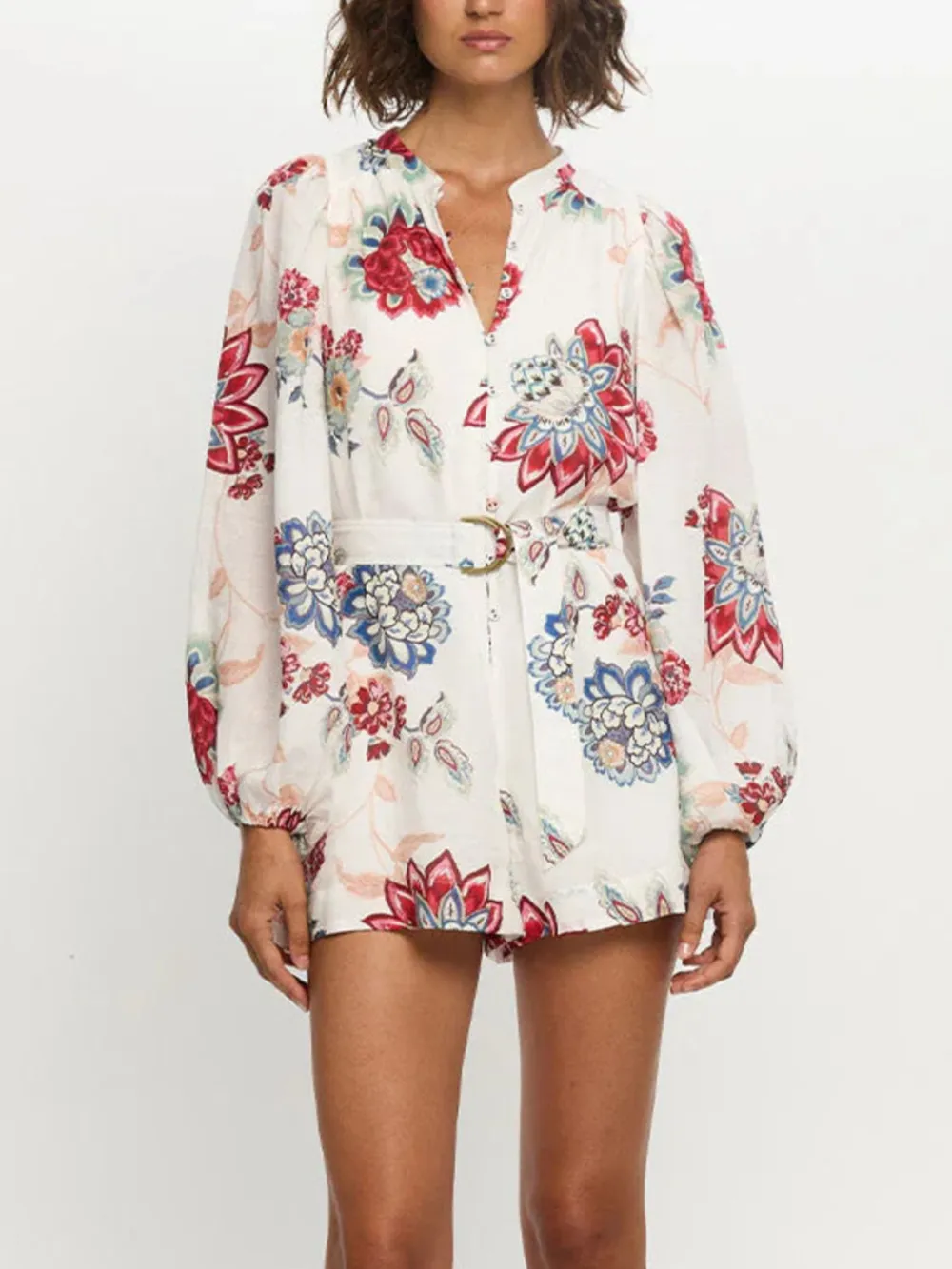 Floral Print Long Sleeve Romper, image 5