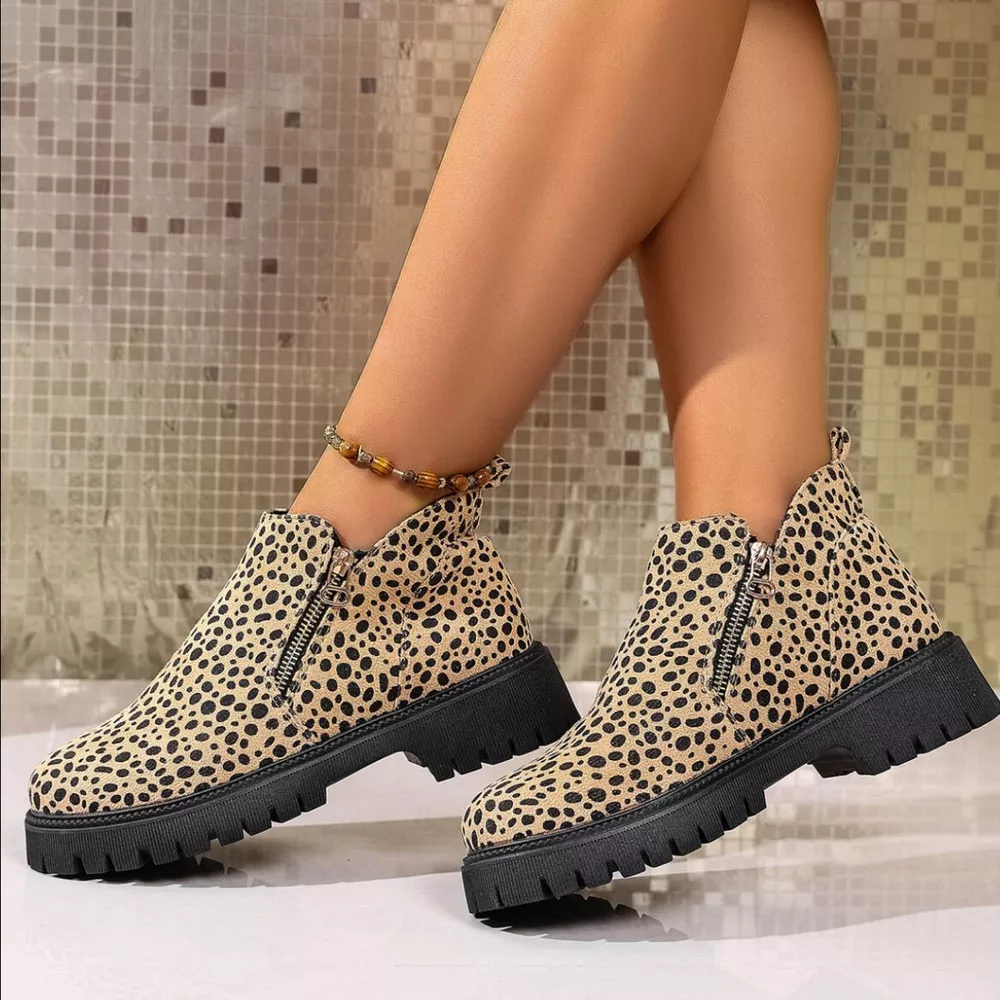 Leopard Platform Side Zip Boots, image 2