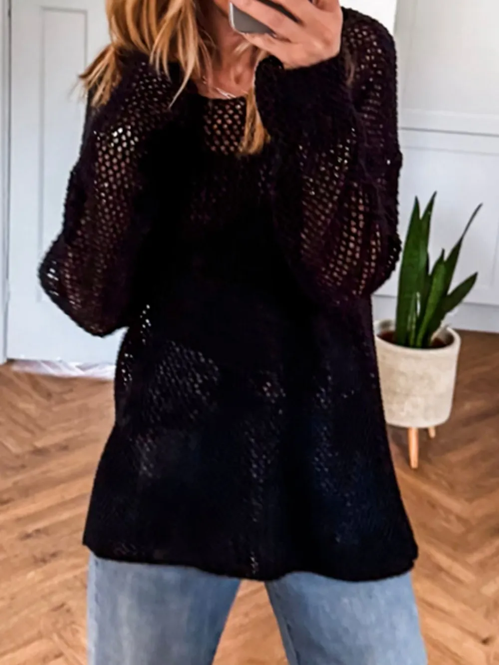Lightweight Openwork Knit Cover Up, image 4