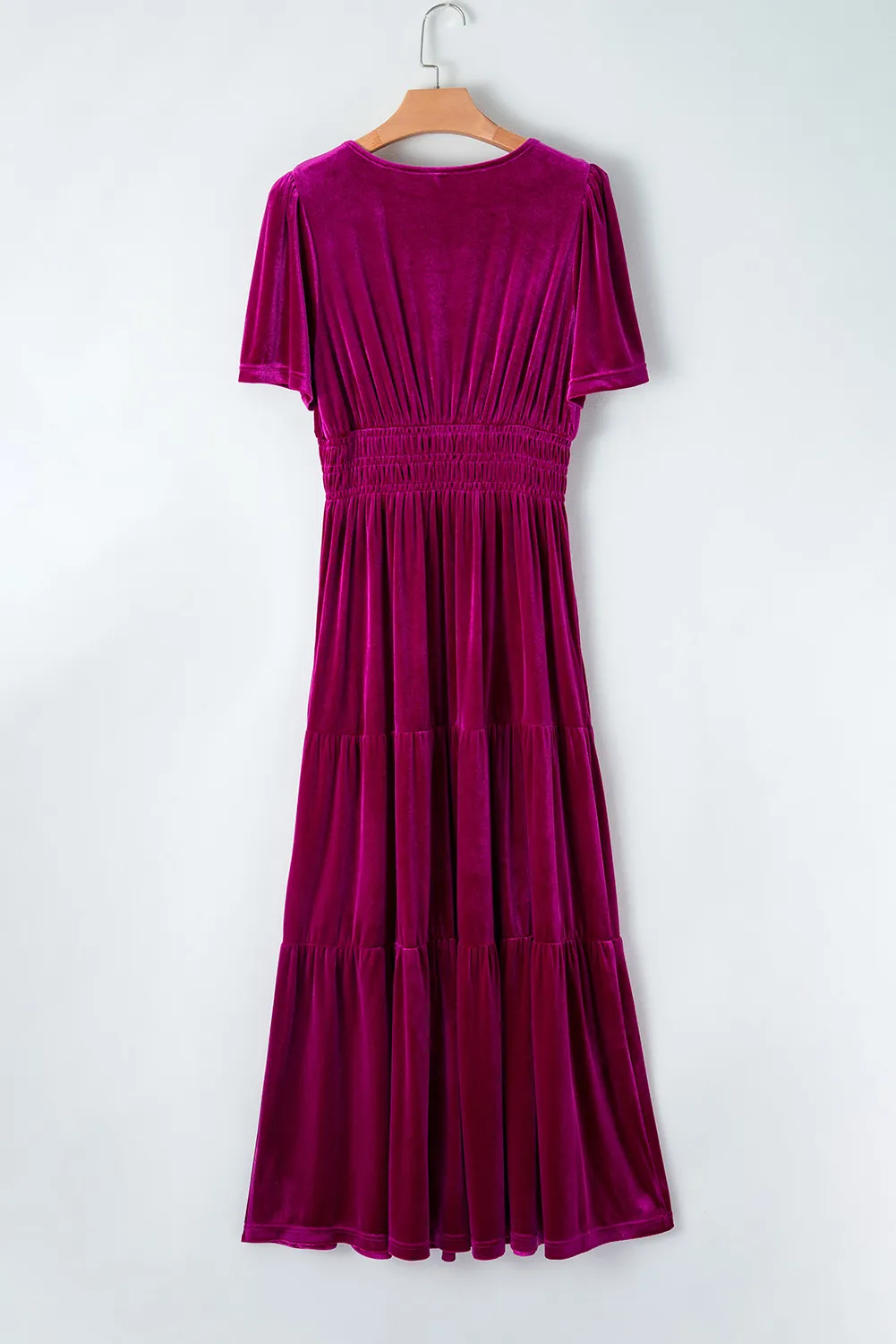 Tiered Notched Short Sleeve Dress with Pockets, image 4