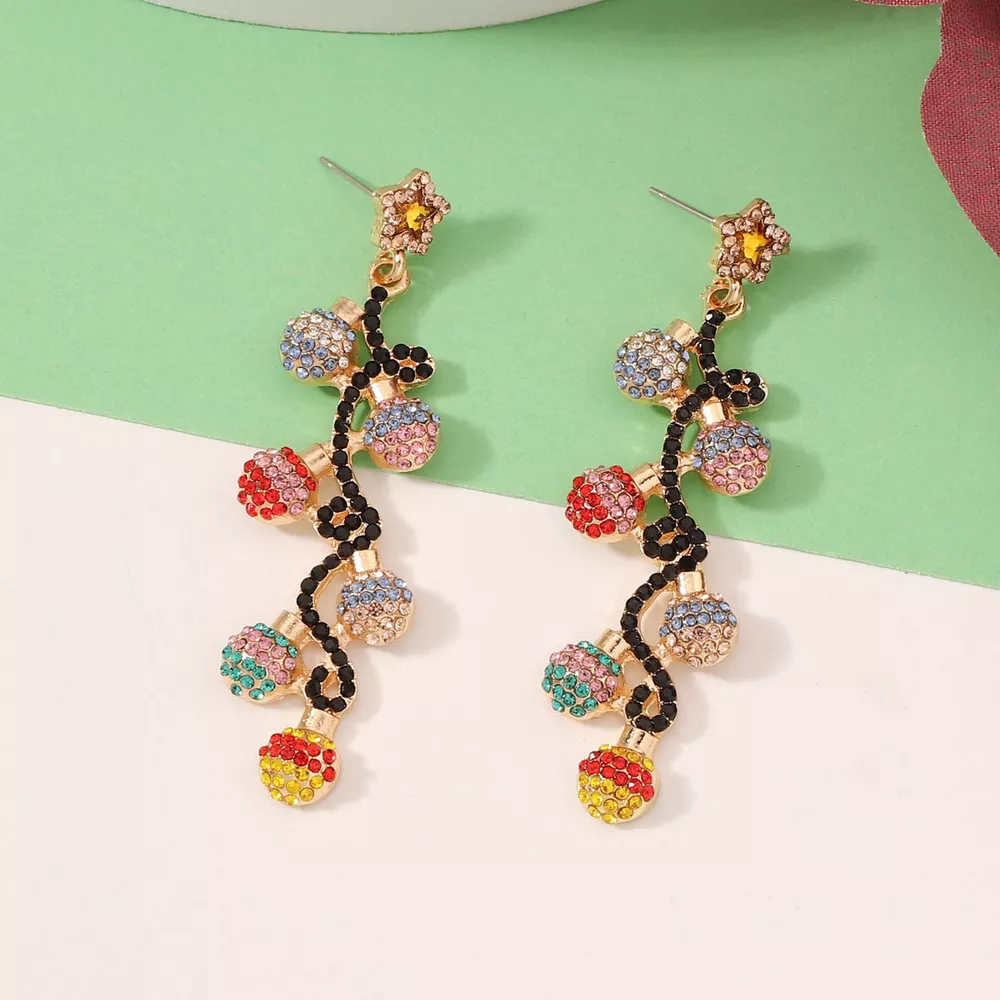 Christmas 18K Gold-Plated Rhinestone Earrings, image 3