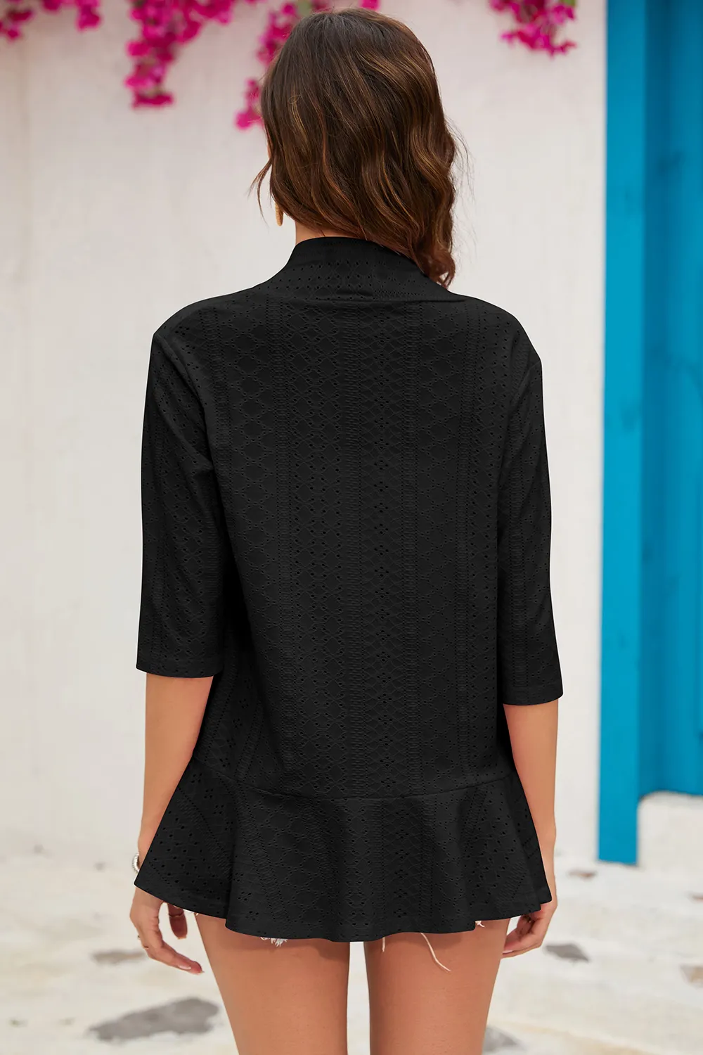 Eyelet Open Front Cardigan, image 4