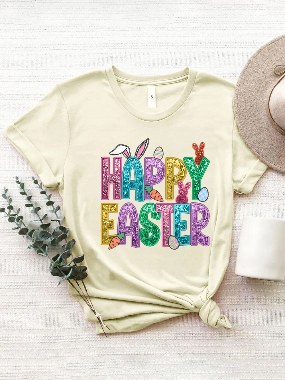 HAPPY EASTER Round Neck Short Sleeve T-Shirt, image 19
