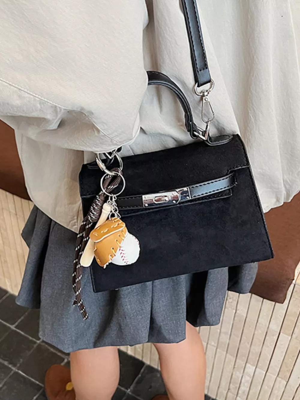 Crossbody Bag with Baseball Charm, image 8