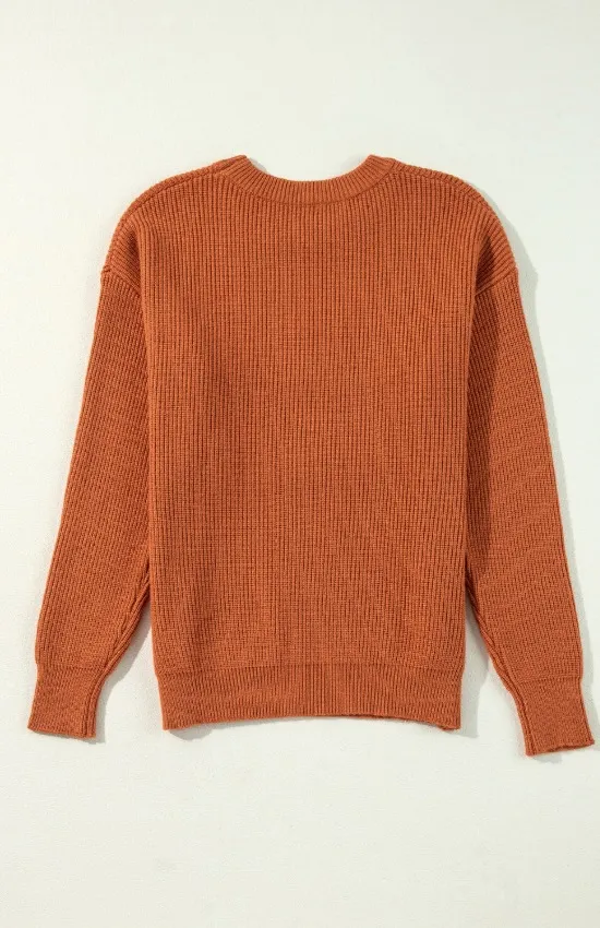 Letter Graphic Round Neck Long Sleeve Sweater, image 8
