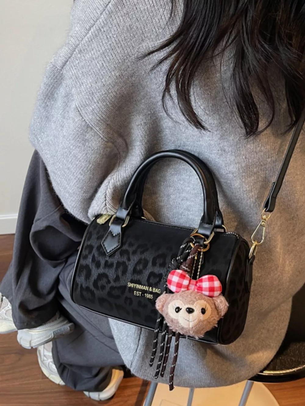 Leopard Print Barrel Crossbody Bag, image 4