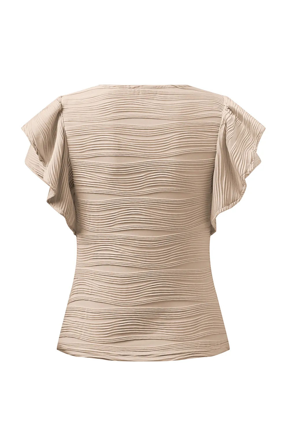 Textured Round Neck Cap Sleeve Top, image 9