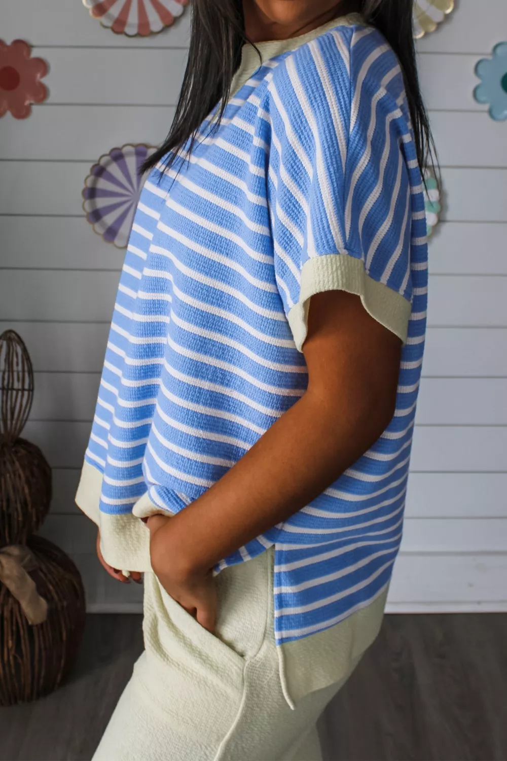 Striped Short Sleeve Casual Top, image 3