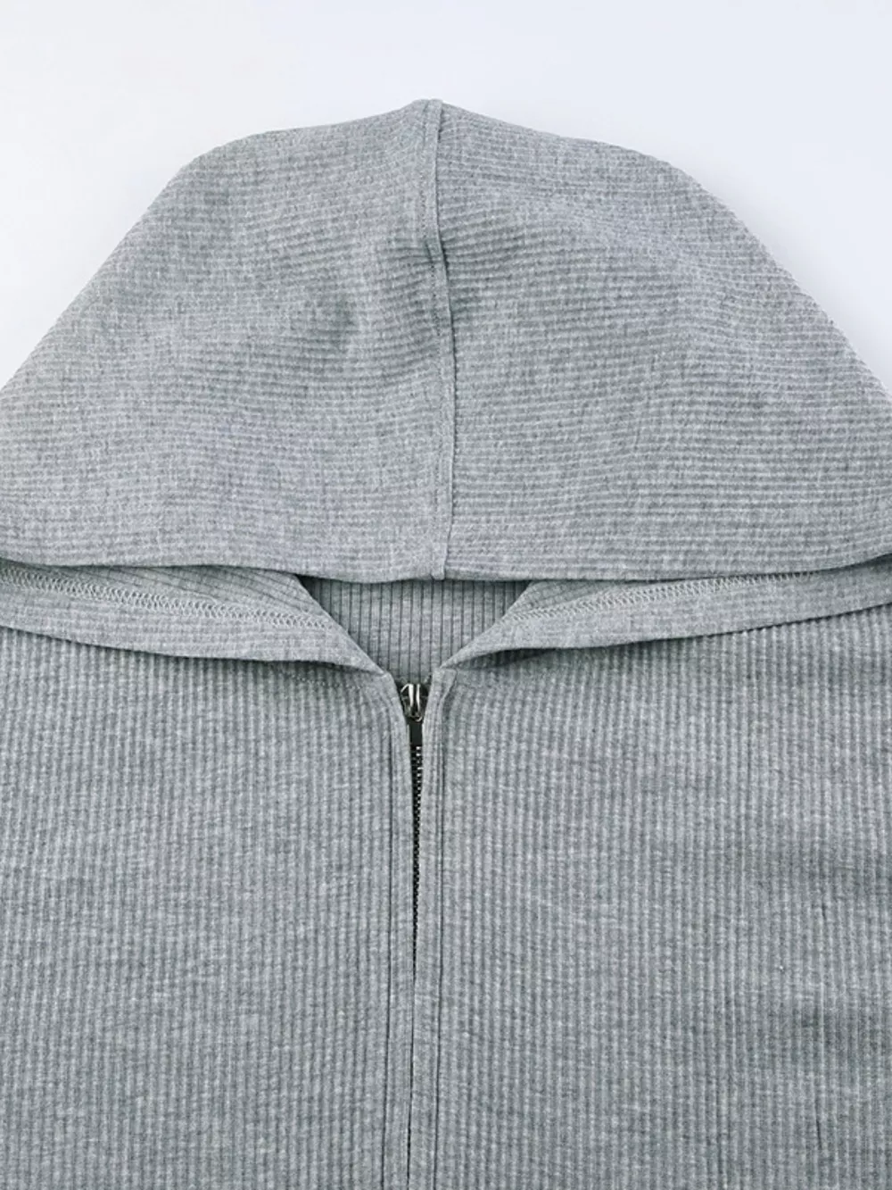 Ribbed Knit Top and Shots Set with Hoodie, image 5