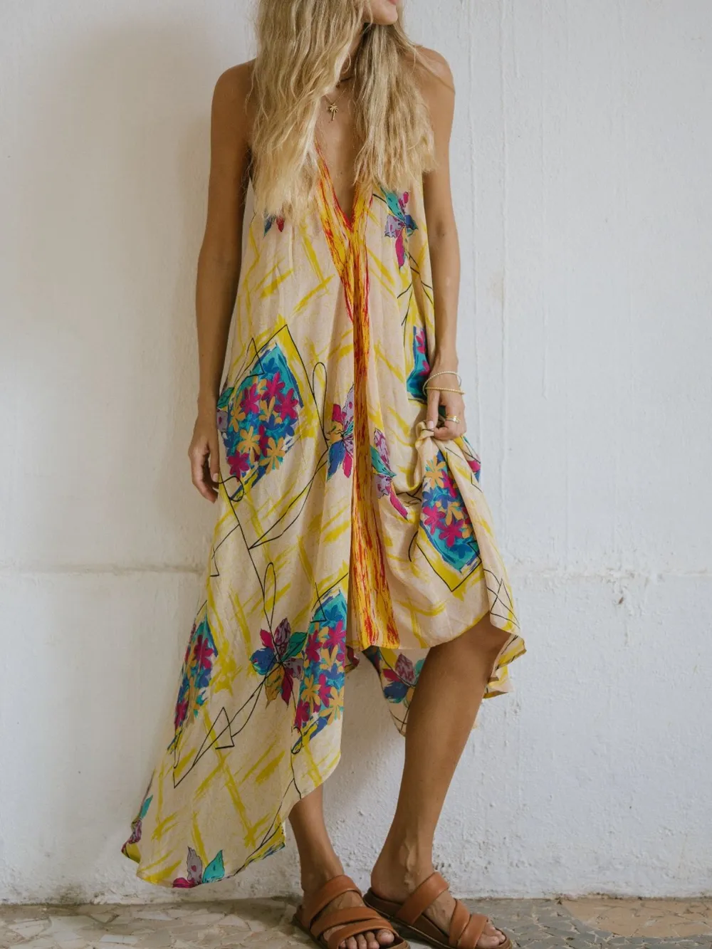 Backless Printed Halter Neck Maxi Dress, image 9