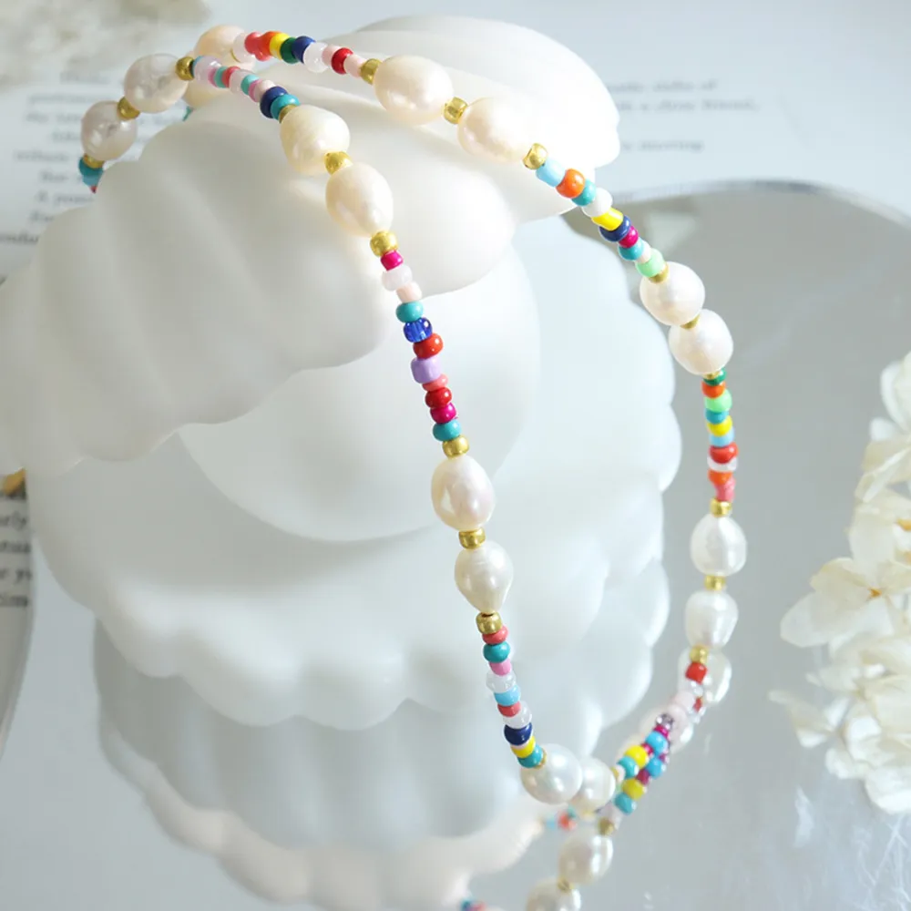 Freshwater Pearl Titanium Steel Bead Necklace, image 4