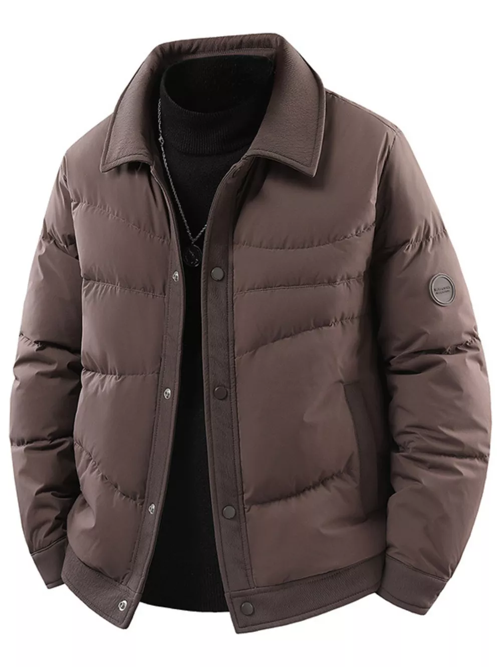Men's Plus Size Snap Down Puffer Jacket, image 4