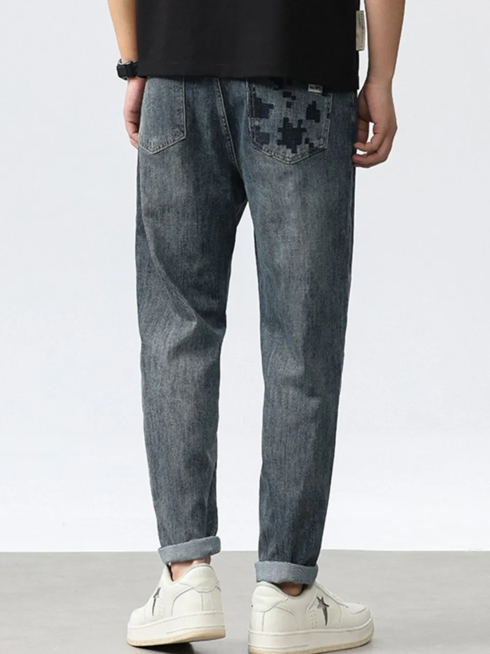 Men's Washed Relaxed Fit Wide Leg Jeans, image 7
