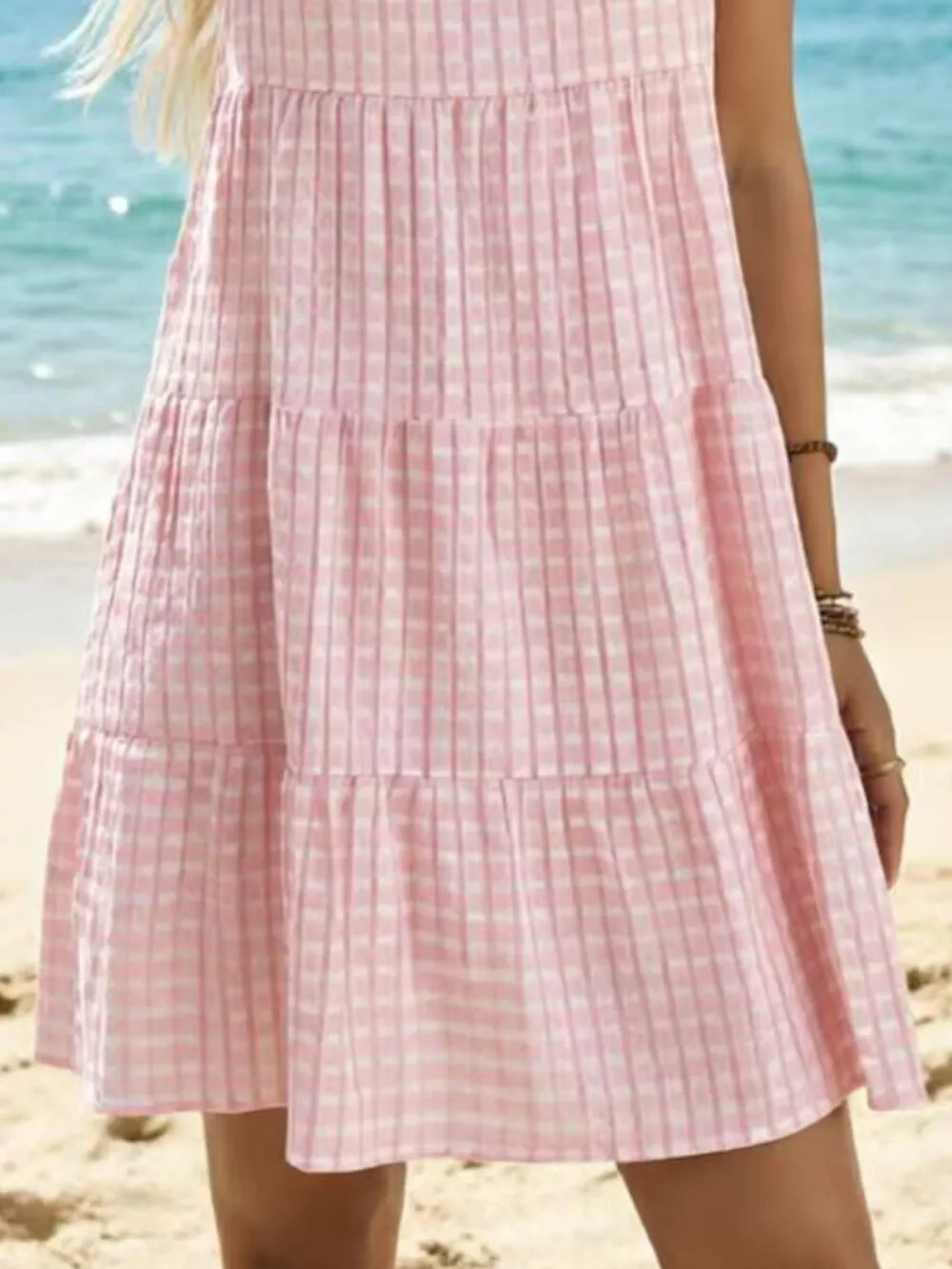 Textured Sleeveless Tiered Mini Dress, image 6