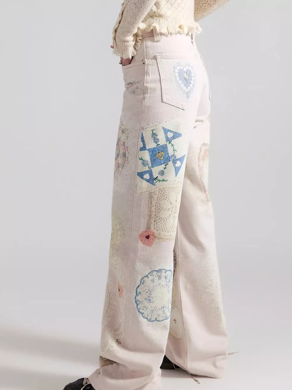 Printed Wide Leg Jeans, image 3