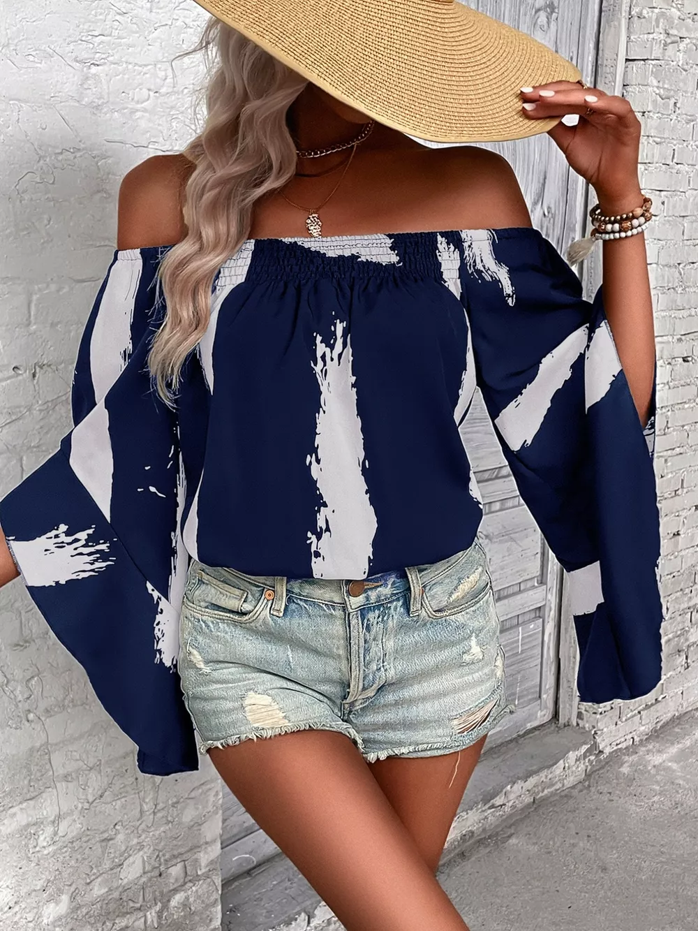 Off Shoulder Bell Sleeve Blouse, image 2
