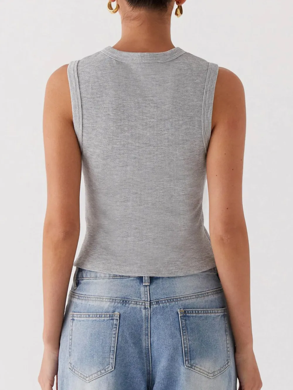 Button Up Round Neck Tank, image 7