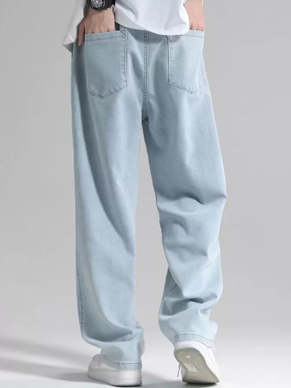 Men's Plus Size Loose Fit Drawstring Jeans, image 5