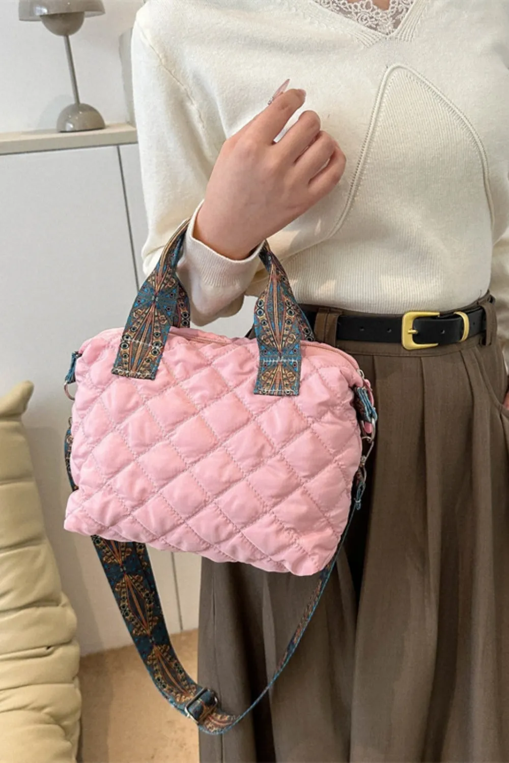 Bubble Textured Printed Strap Handbag, image 3