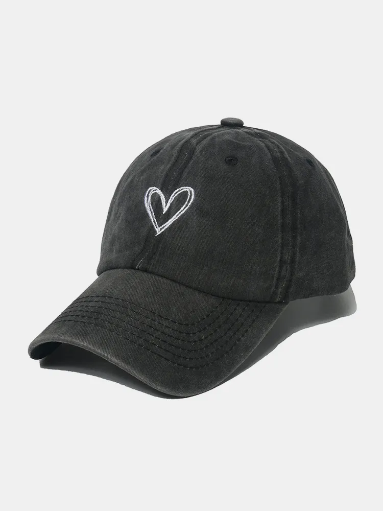 Embroidered Heart Washed Cotton Baseball Cap, image 4