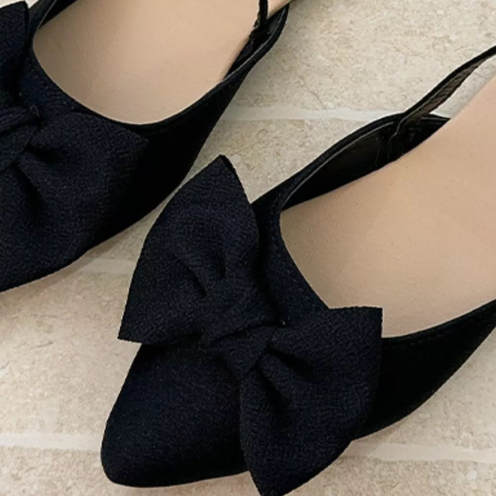 Bow-Decorated Pointed-Toe Slingback Sandals, image 3