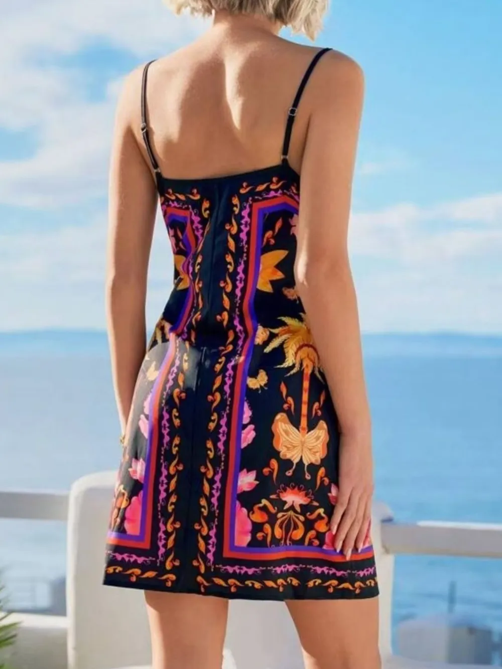 Floral Print Spaghetti Strap Wrap Mini Dress, image 3