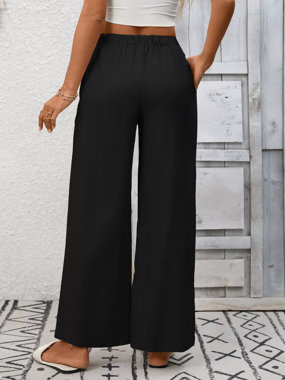 Drawstring High Waist Wide Leg Pants, image 21