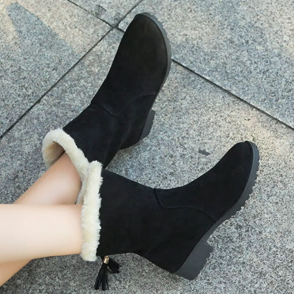 Round Toe Plush Lined Boots, image 4