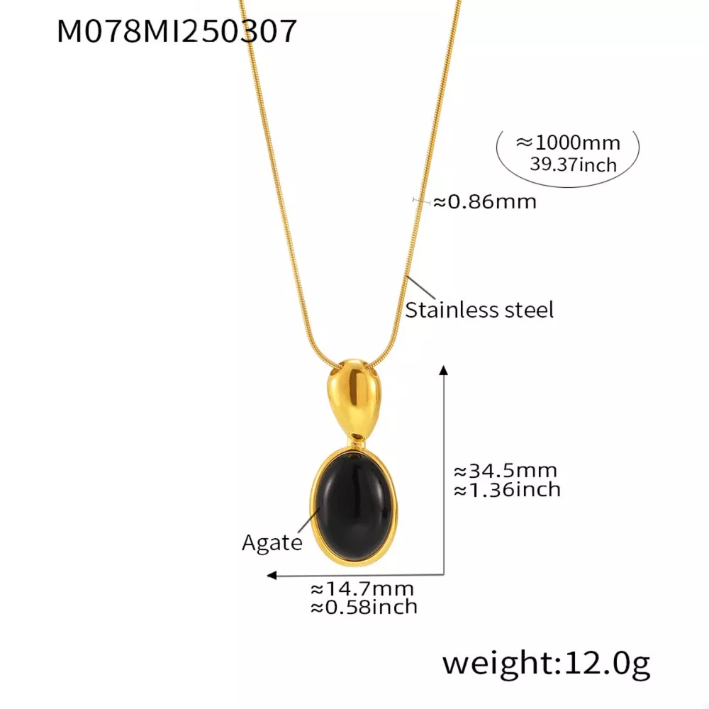 18K Gold-Plated Stainless Steel Necklace with Teardrop Pendant, image 6