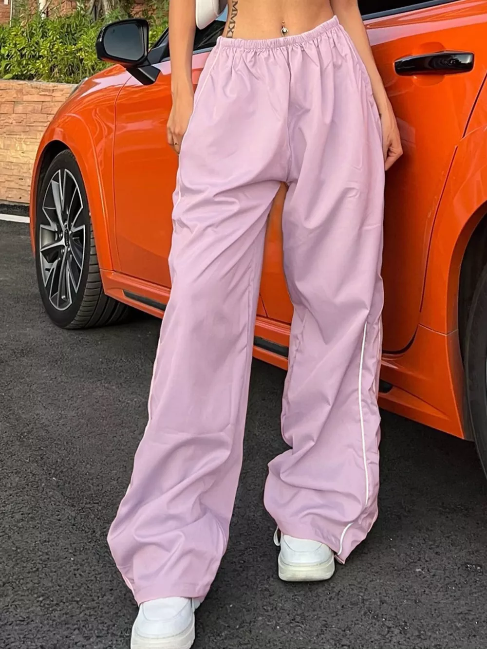 Elastic Waist Wide Leg Pants, image 2