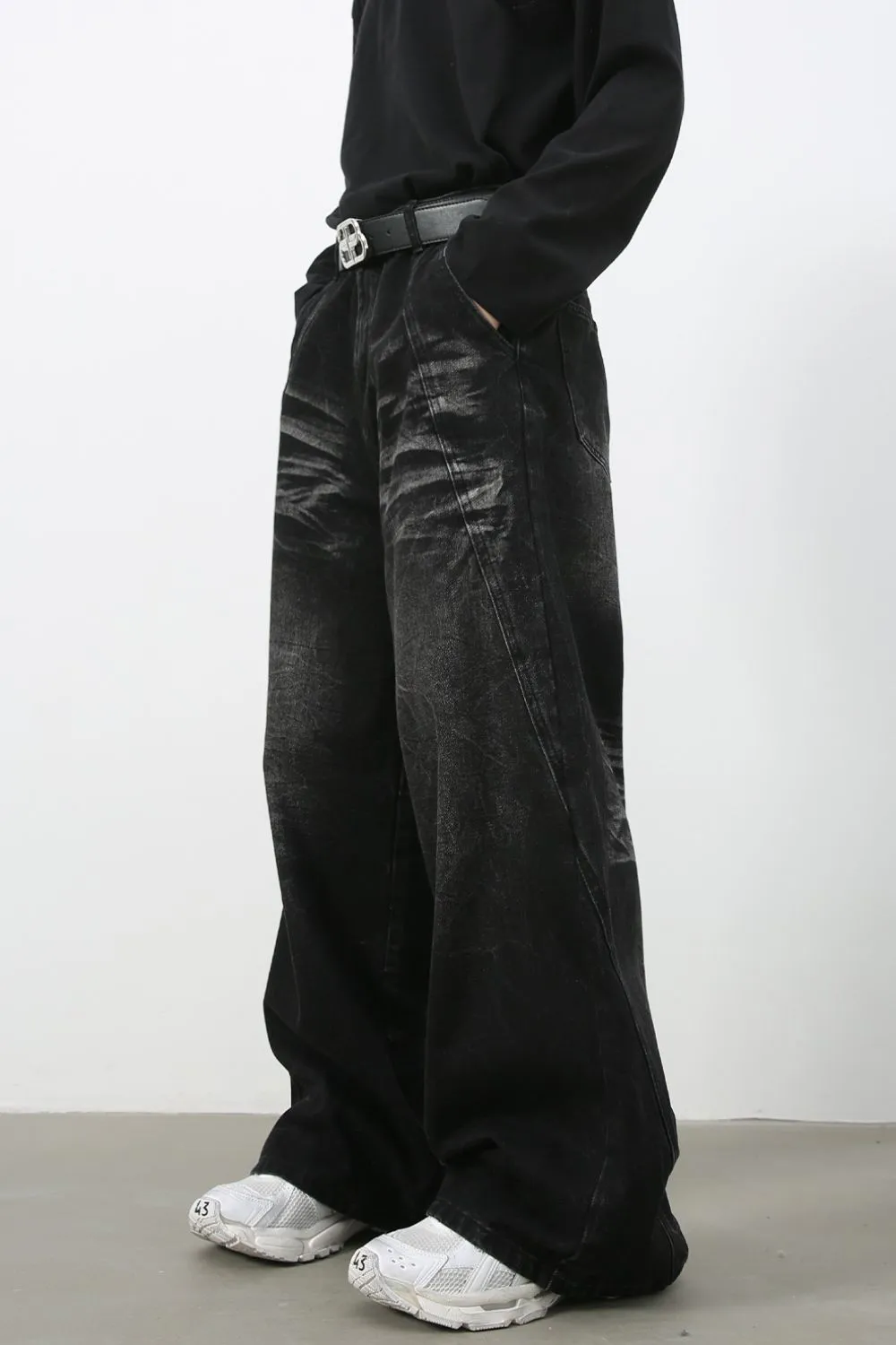 Men's Wide Leg Jeans with Pockets, image 3
