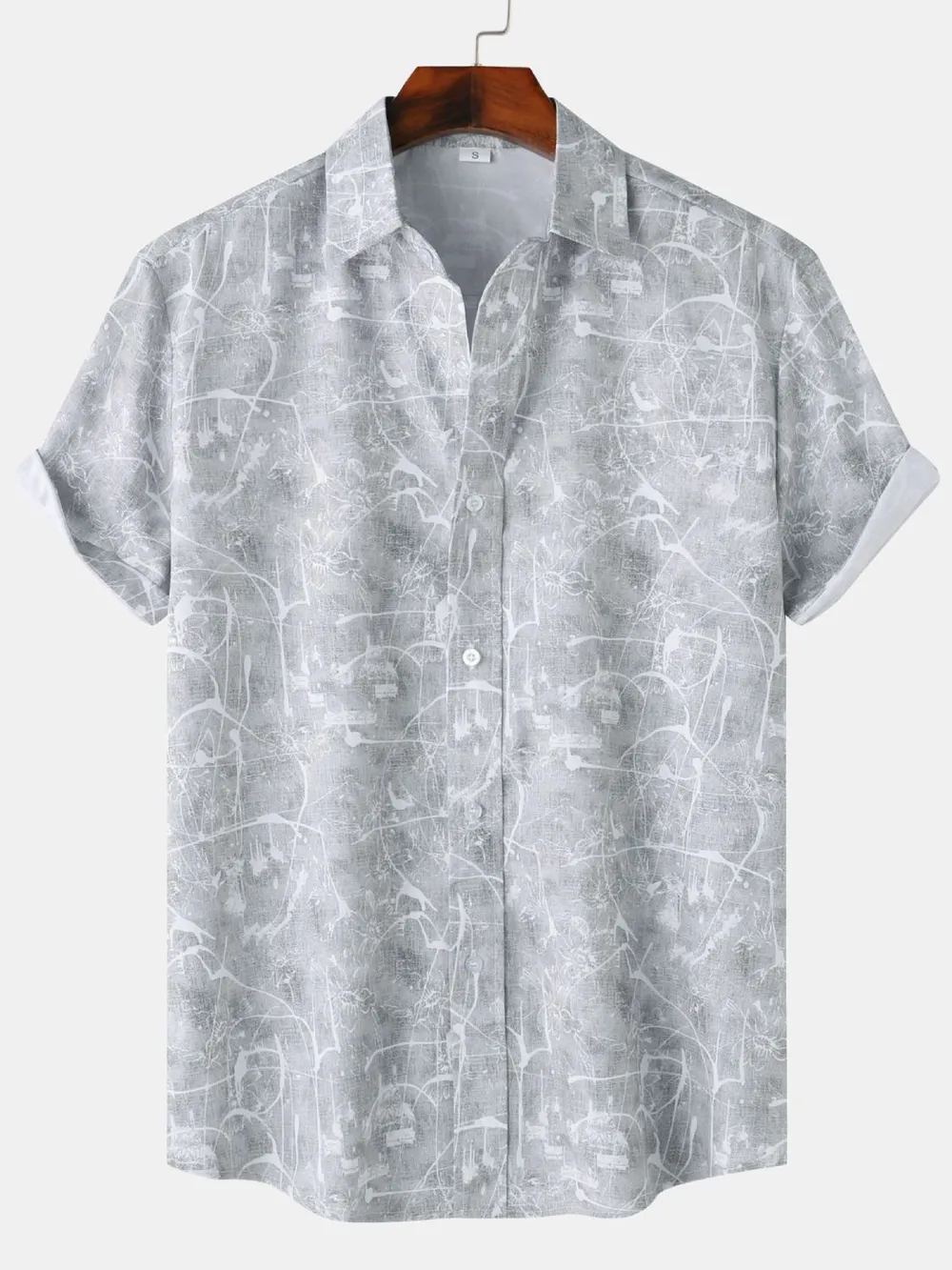 Men's Printed Short Sleeve Button Down Shirt, image 8