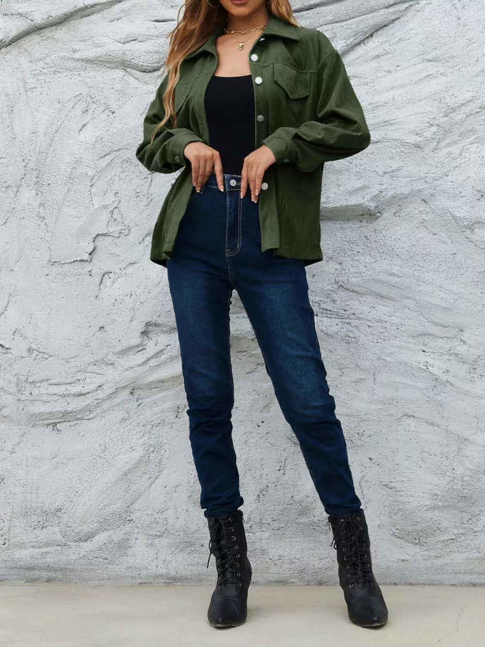 Corduroy Button-Down Shacket, image 2