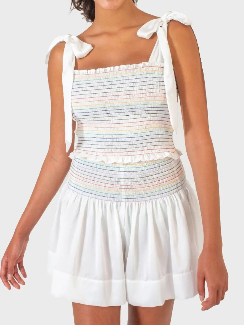 Smocked Tie Shoulder Cami and Shorts Set, image 2