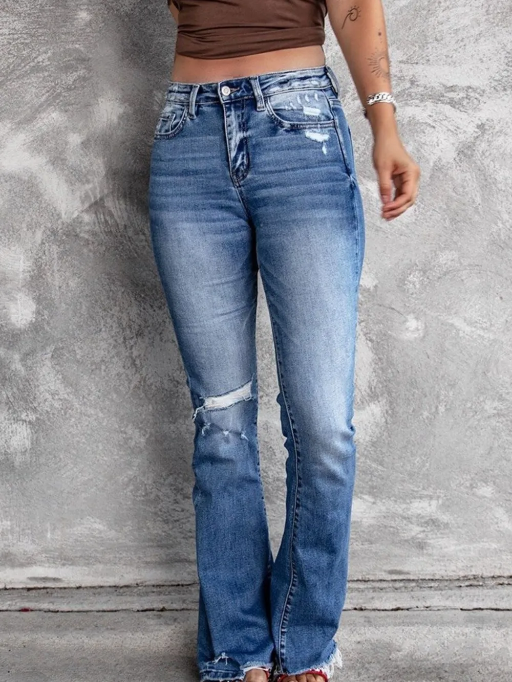 Distressed Flare Jeans, image 3