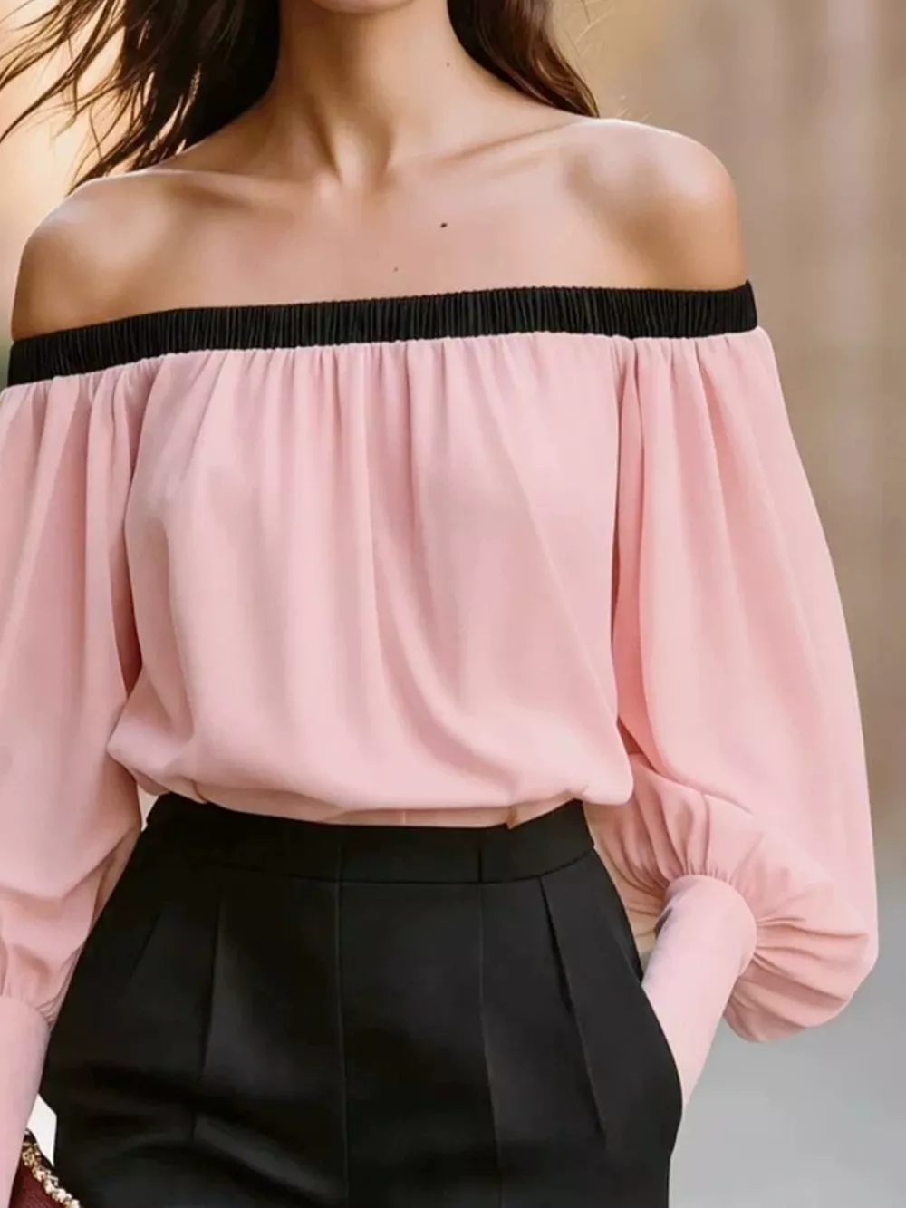 Off-Shoulder Lantern Sleeve Blouse, image 9
