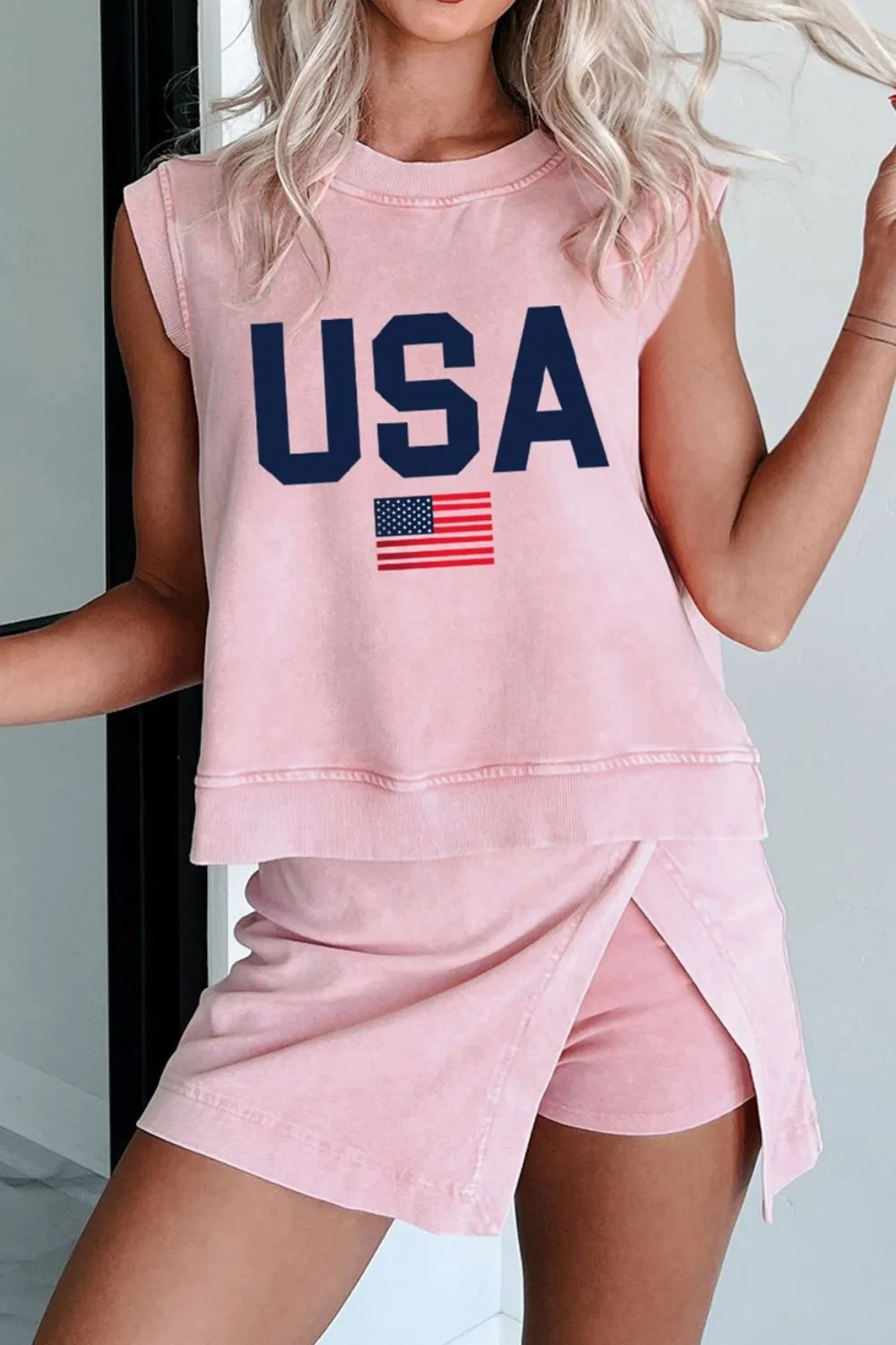 USA Round Neck Tank and Shorts Set, image 3