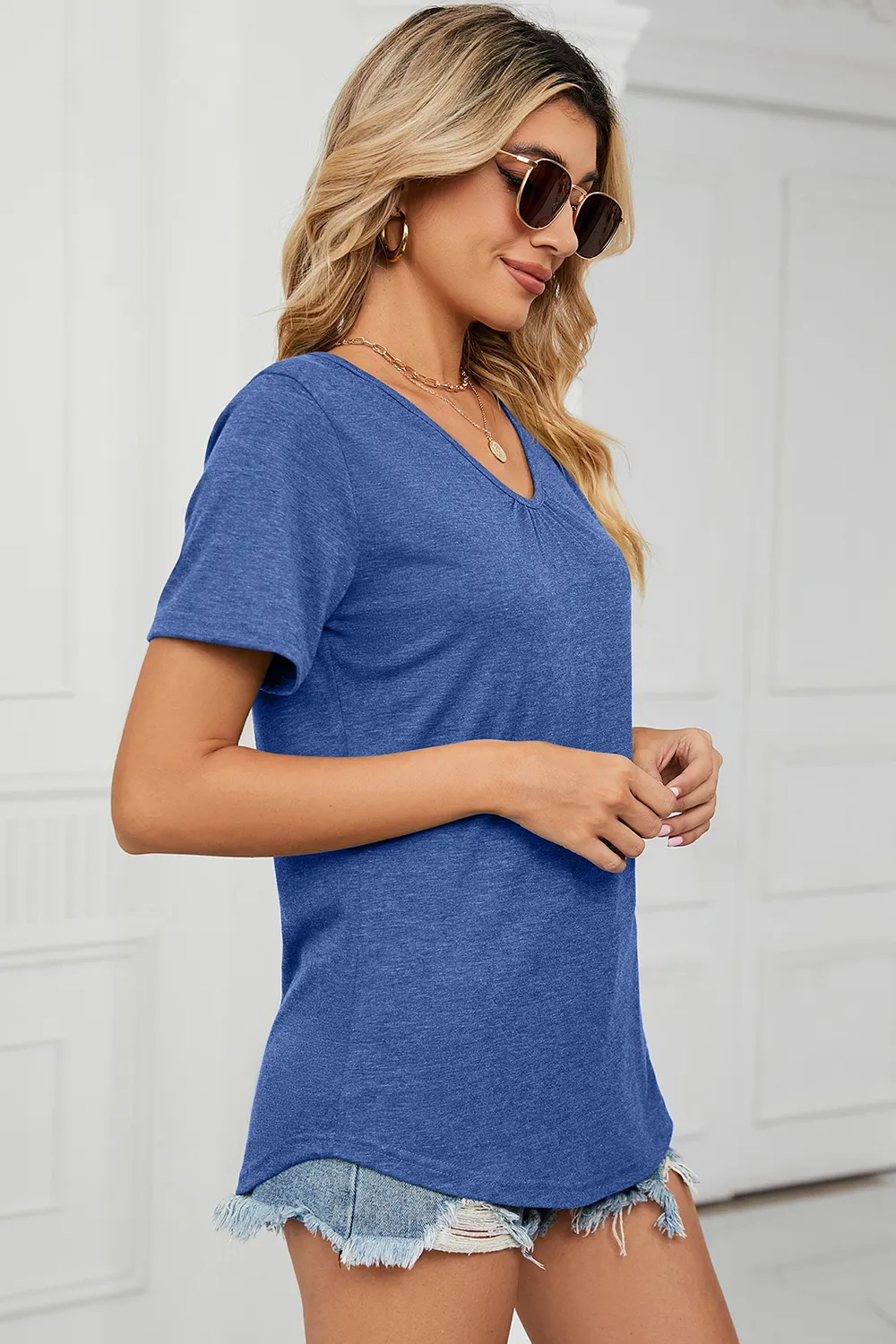 V-Neck Short Sleeve T-Shirt, image 4