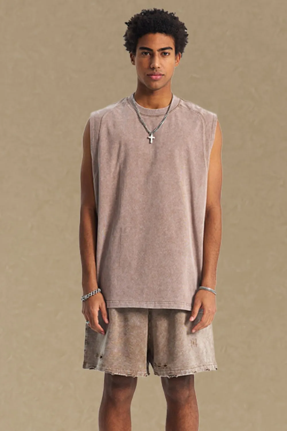 Men's Round Neck Solid Color Tank, image 6