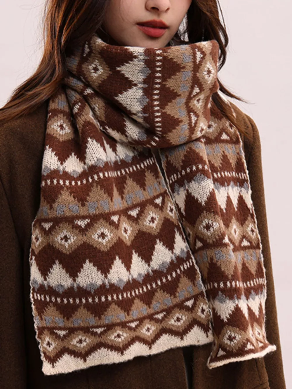 Vintage Geometric Knitted Scarf, image 5