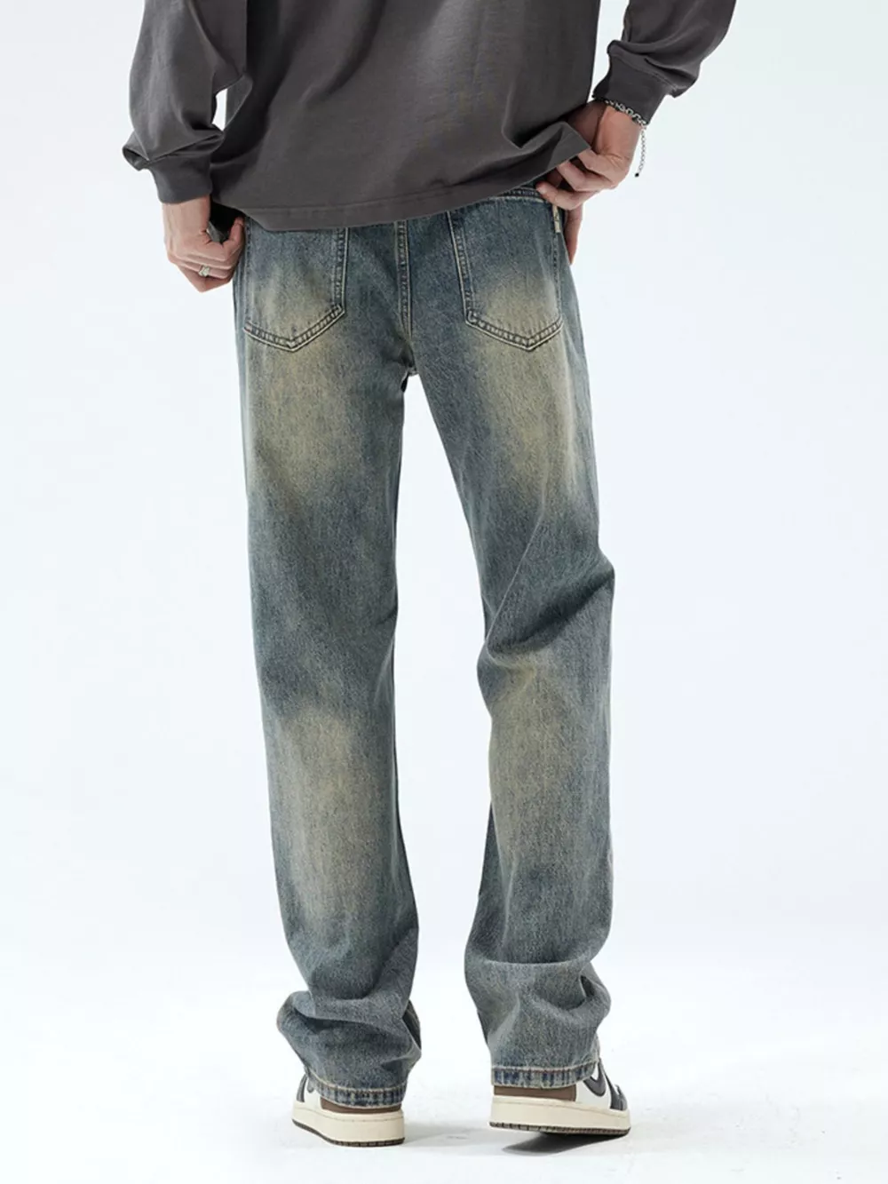 Men's Vintage Wash Loose Fit Jeans, image 7