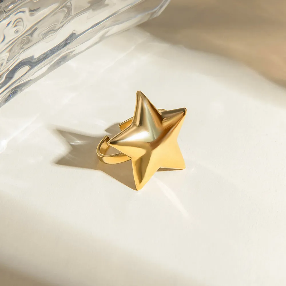 18K Gold-Plated Stainless Steel Star Ring, image 2