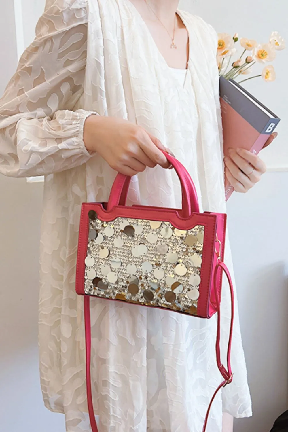 PU Leather Sequin Handbag, image 5