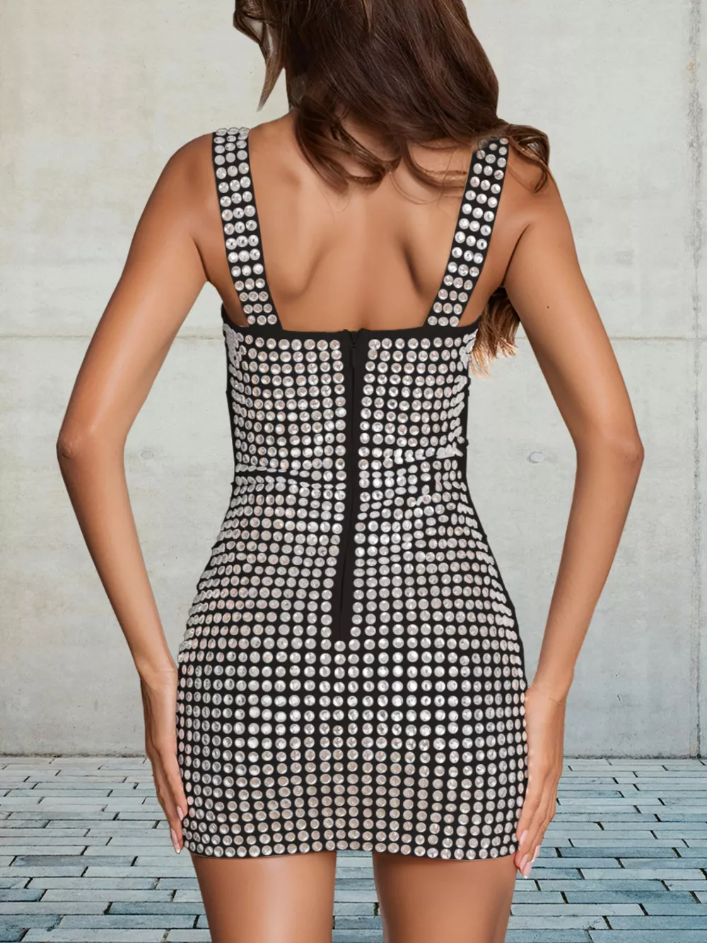 Rhinestone Embellished Bodycon Mini Dress, image 2