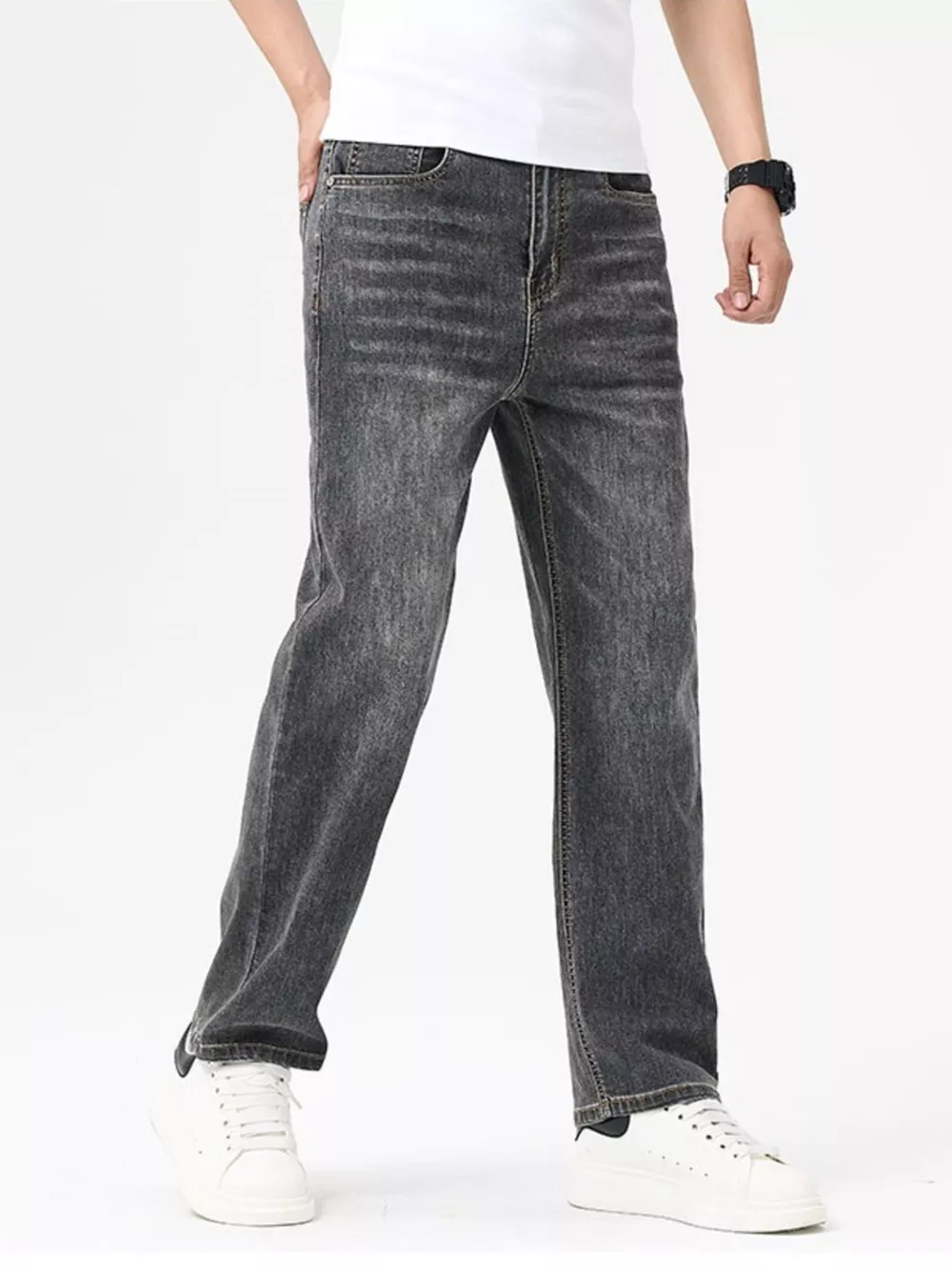 Men's Relaxed Fit Washed Jeans, image 7