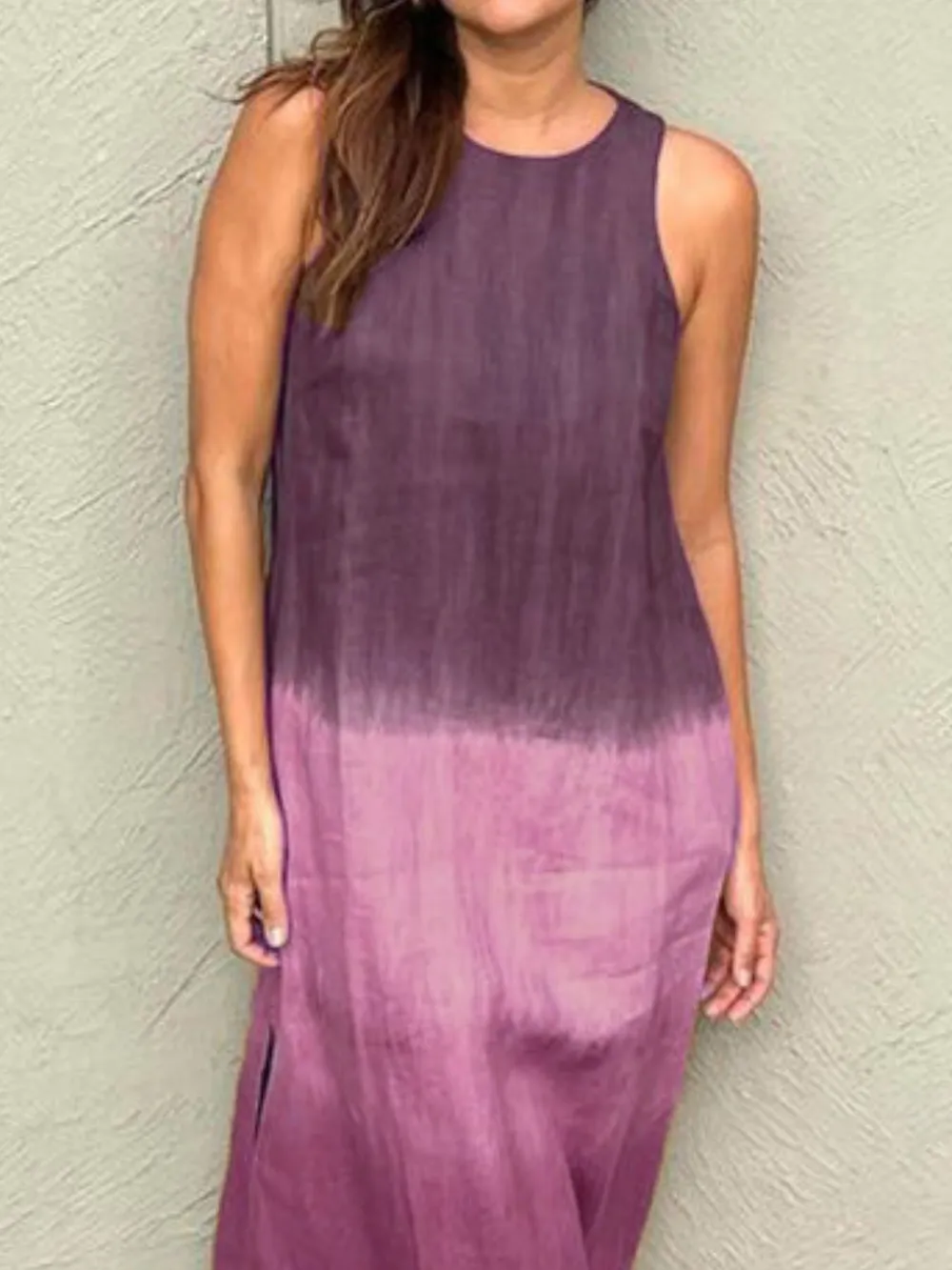 Full Size Sleeveless Gradient Tank Midi Dress Plus Size, image 7